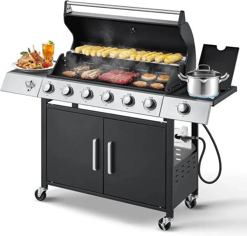 MELLCOM 4-Burner Propane Gas Grill, 44,000 BTU, Black - BBQ-4+1