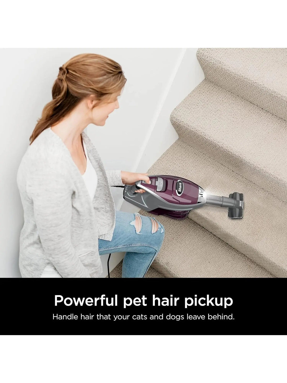 Corded Stick Vacuum With XL Dust Cup, LED Headlights And Pet Hair Tools - Bordeaux/Silver