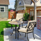 4-Piece Outdoor Dining Chair Set With Removable Cushions, Black Frame And Beige Cushions - 27 x 24 x 35 in