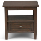Solid Wood Rectangle End Table With Drawer And Shelf, 18.1in D x 20in W x 19.5in H - Norfolk