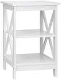 ASDRFYU 3-Tier Wooden End Table With Shelves, X-Design, White