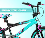 Kent Bicycles Girls' Tempest Bike, 20 inch, Black/Aqua, Single Speed, Steel Frame - 72071