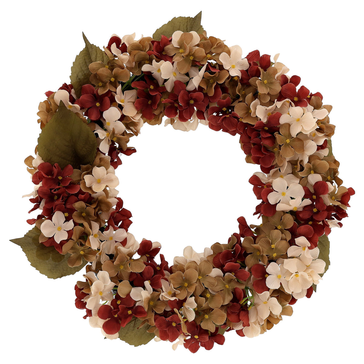 My Texas House Fall Hydrangea Wreath, Cream and Brown, 24"