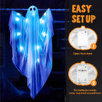 Joyfy 47" Halloween Hanging Light up Ghost Decorations Outdoor