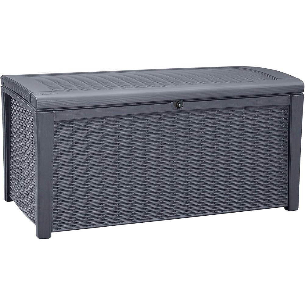 Keter Borneo Outdoor Plastic Storage Box, 110-Gallon, Anthracite, 129.5 x 70 x 62.5 cm - Borneo