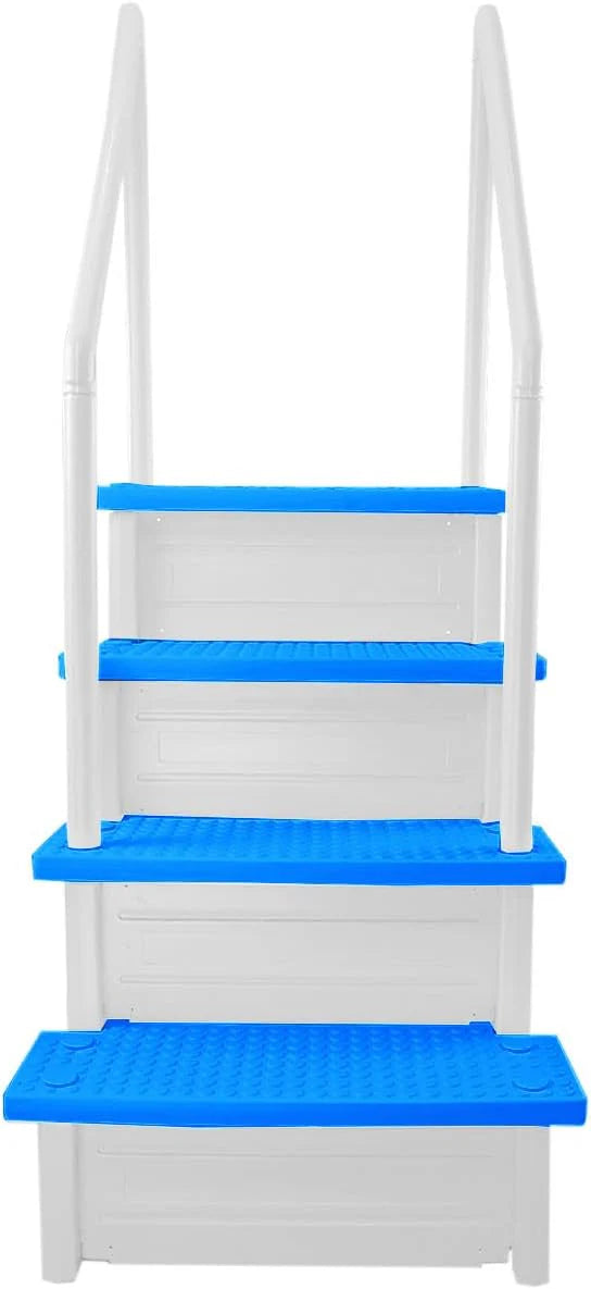 Aqua Select Anti-Slip In-Pool Steps, Gray, 28in W x 81in H, 300 lbs Capacity - For Above Ground Pools