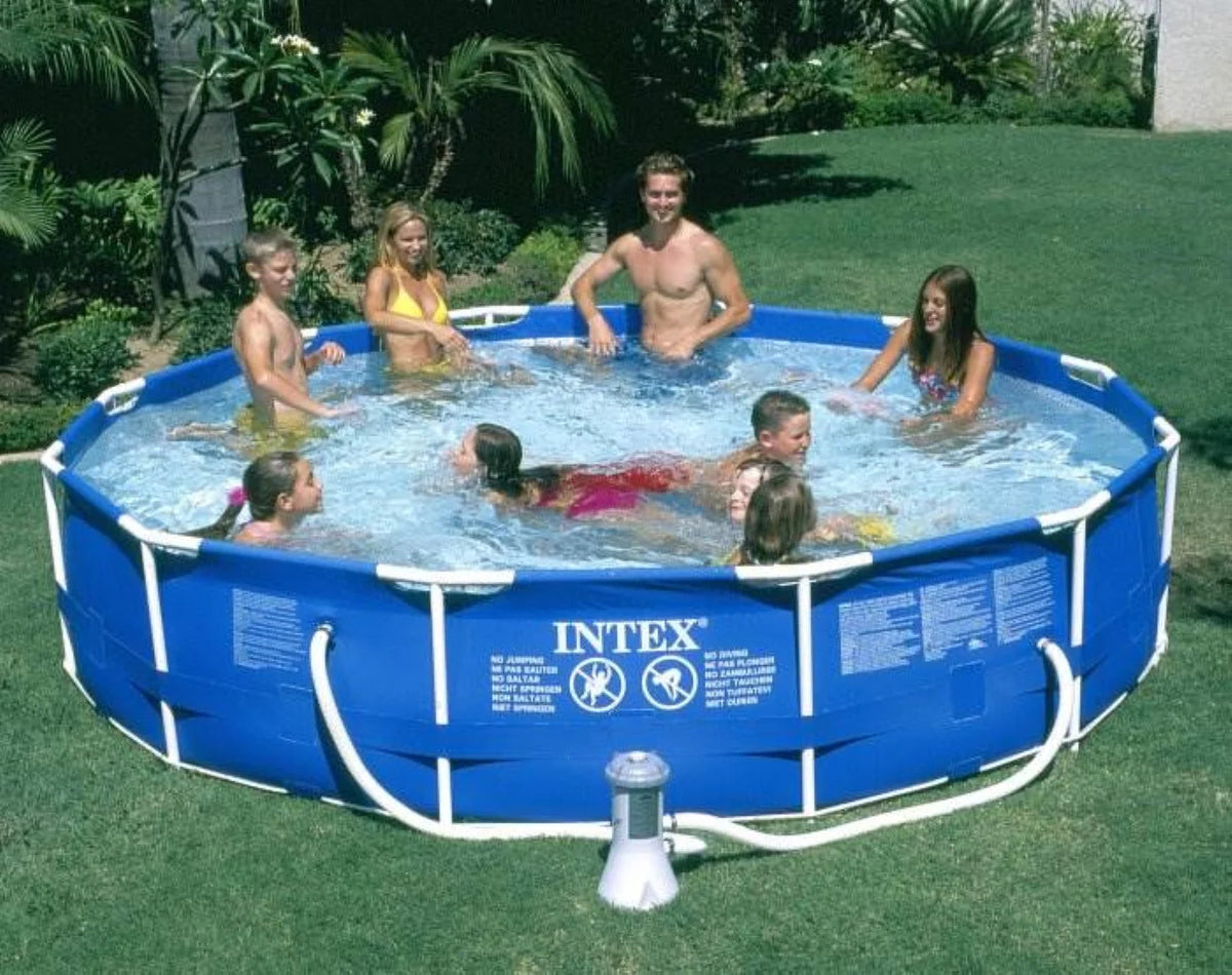 Intex Metal Frame Above Ground Swimming Pool With Filter And Cover, 12 Ft x 30 Inches - 28211EH