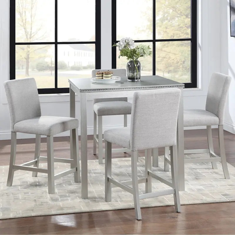 Modern 5-Piece Counter Height Dining Set With Square Table And 4 Upholstered Chairs