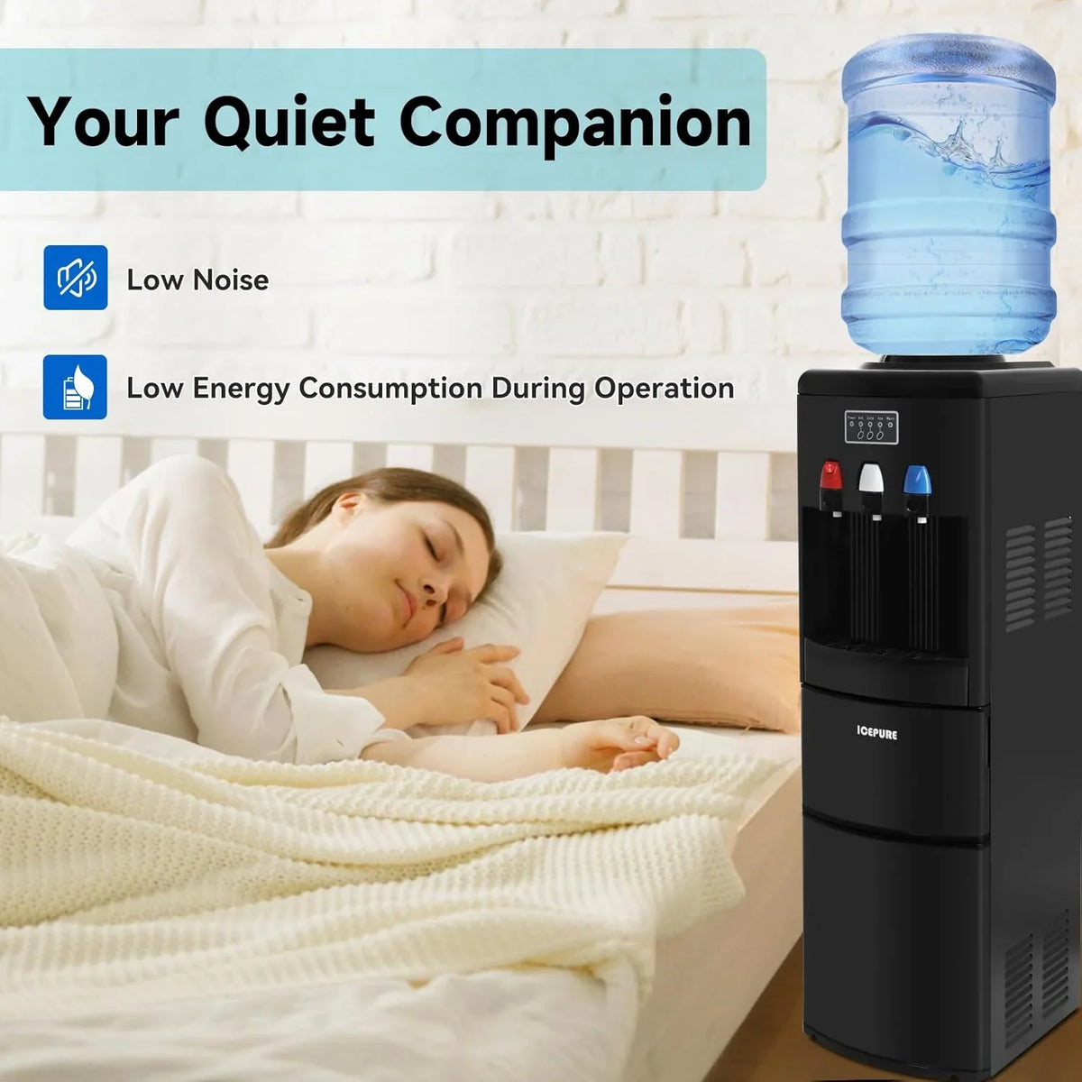 ICEPURE 3-in-1 Top Loading Water Dispenser With Ice Maker, 26.5lbs/24H, Black