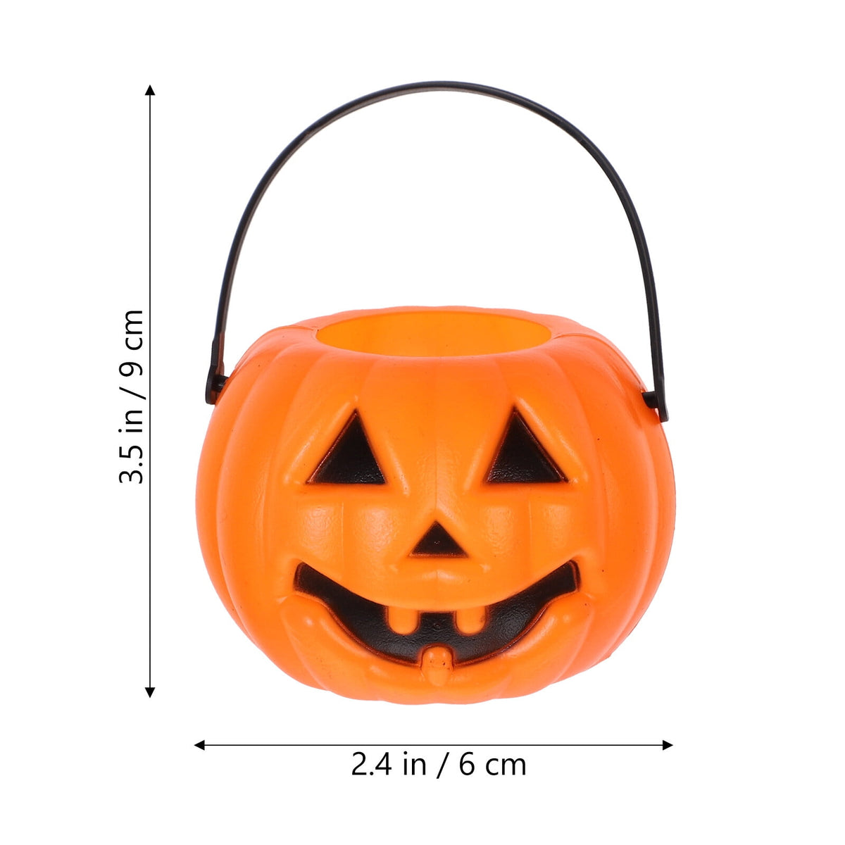 8-Pack Plastic Pumpkin Candy Buckets - Halloween Trick or Treat Pails for Kids, Orange Party Decorations, Durable Candy Holders for Children