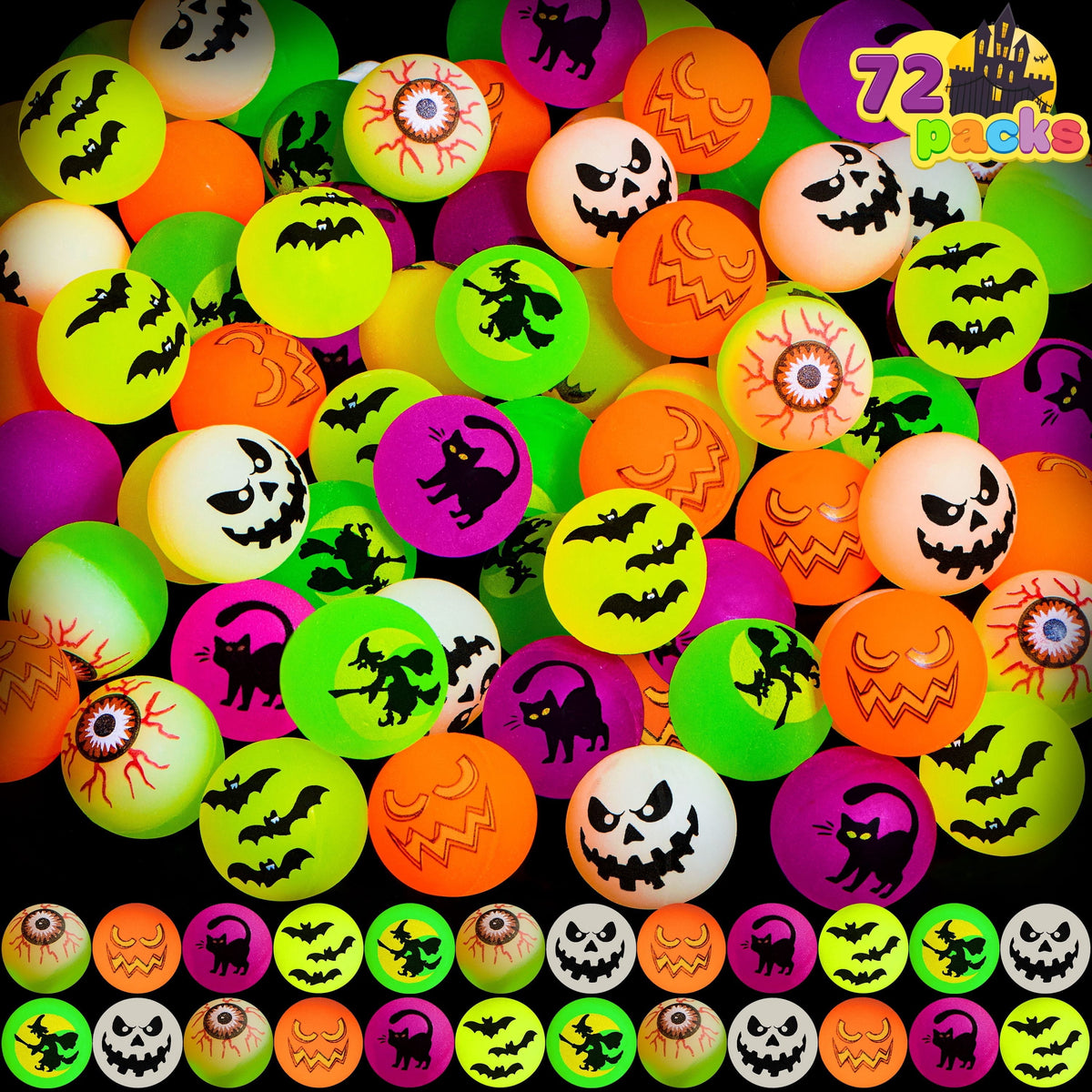 Joyfy 36 Pcs Halloween Bouncy Balls, Glow in The Dark Bouncy Balls Halloween Toys for Kids, for Trick or Treaters, Halloween Goodies, Halloween Party Favors