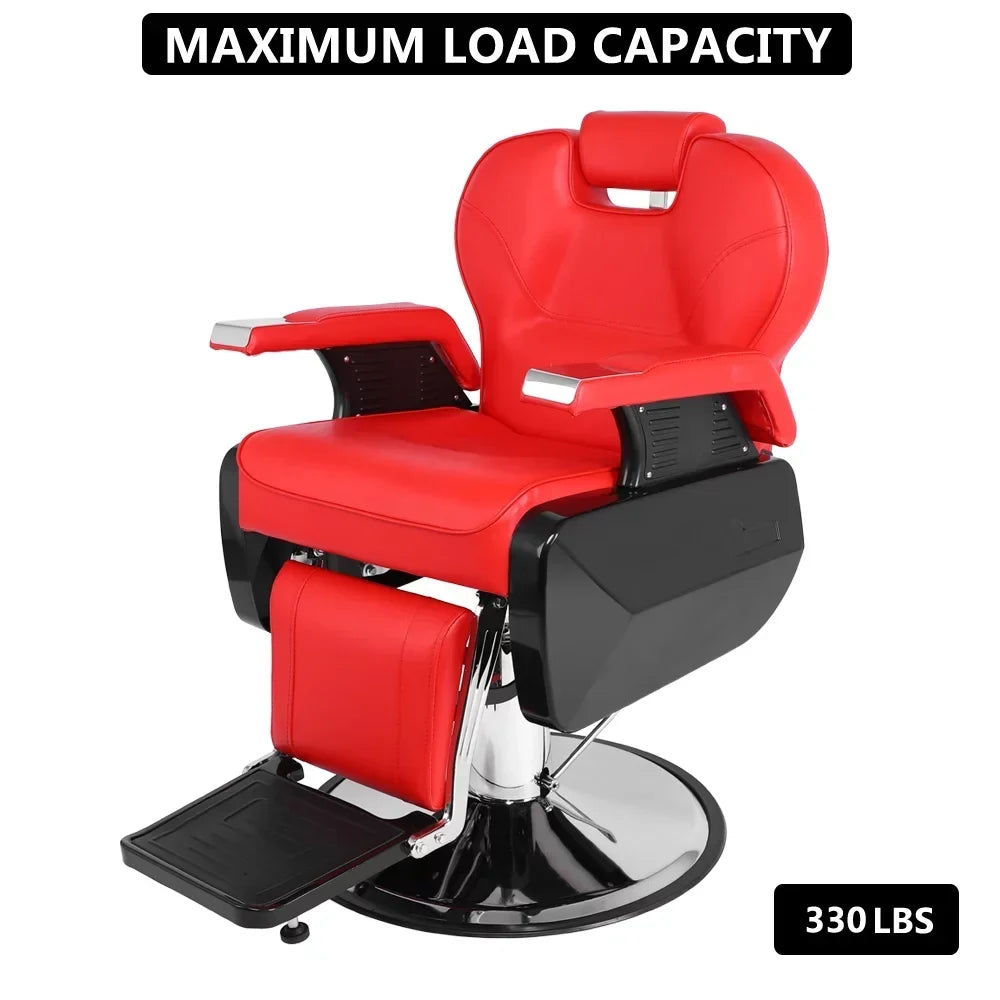 OmySalon Reclining Hydraulic Barber Chair, Black, 38.2 x 27.6 x 39.4 in