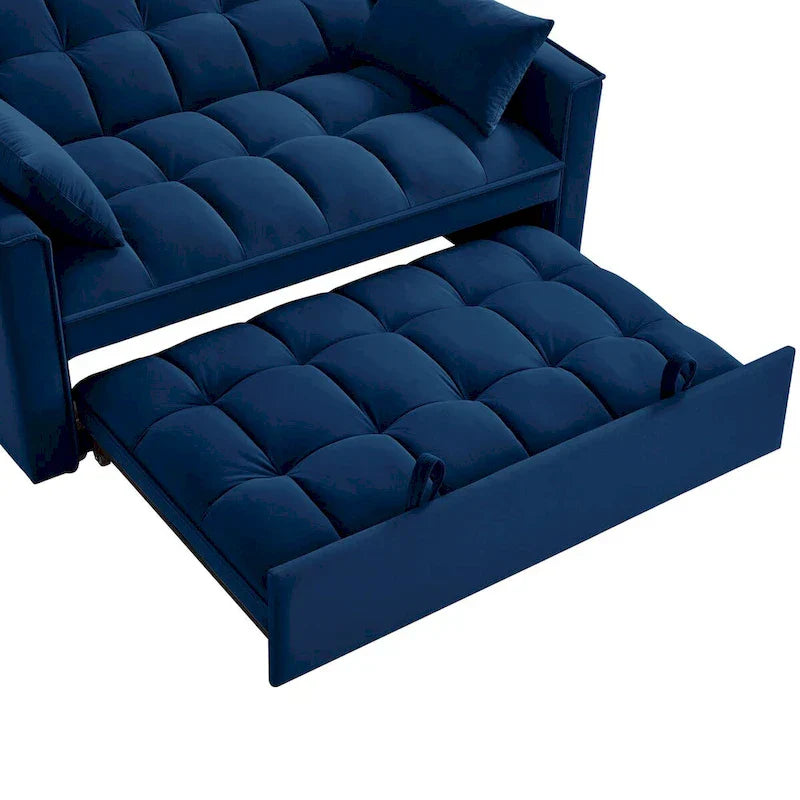 4-in-1 Velvet Pull-Out Sleeper Sofa Bed Loveseat With Reclining Backrest And 2 Side Pockets