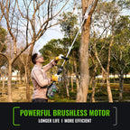 60V Cordless Pole Saw With 15 FT Reach, 10 Inch Guide Bar And 2.5AH Battery