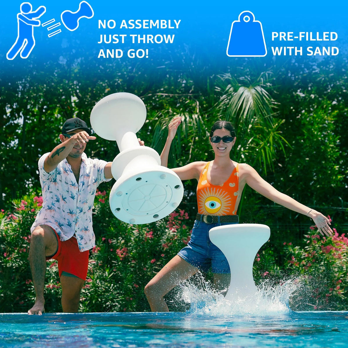 Dunn-Rite Products Submersible Swim-Up Pool Stool, White, 24 Inch, 1 Stool