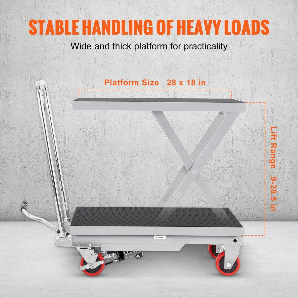 BENTISM Hydraulic Lift Table Cart, 500 lbs, 28 x 18 inches, Gray - TF23