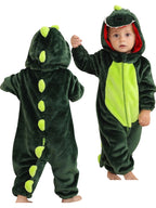WIBACKER Infant Toddler Dinosaur Animal Fancy Dress Costume Baby Winter Flannel Hooded Romper Christmas Halloween Cosplay Jumpsuit