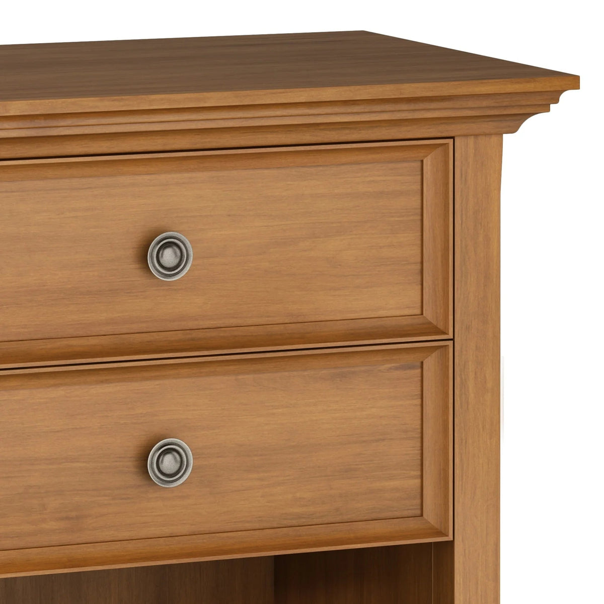 Solid Wood Nightstand With 2 Drawers And Open Shelf, 16 in D x 24 in W x 26 in H