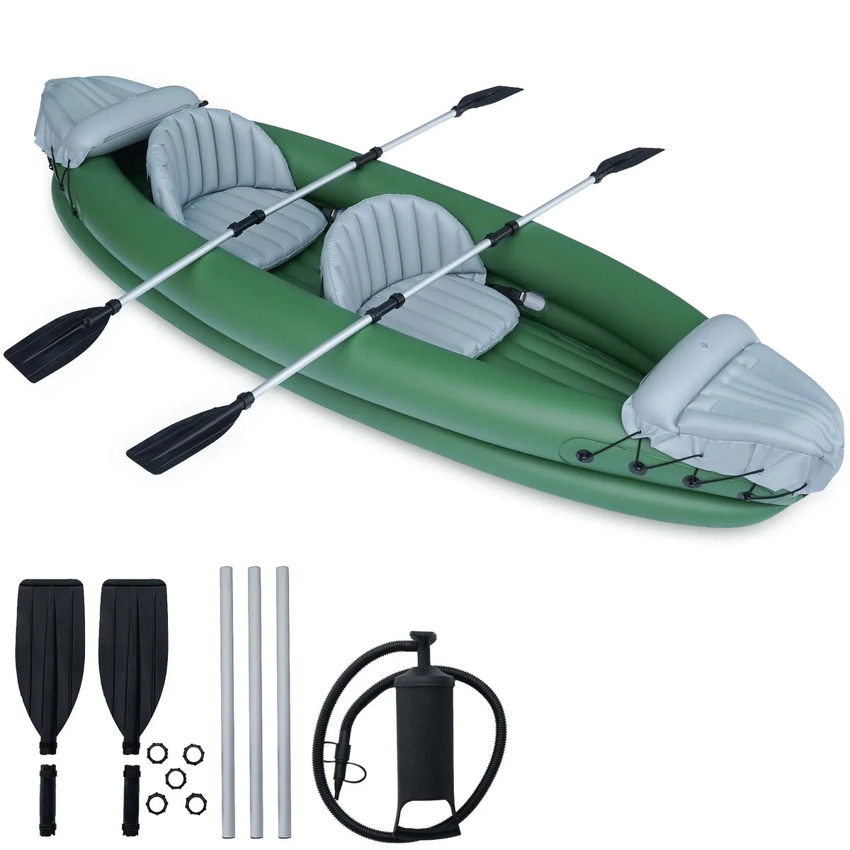Naipo 2 Person Inflatable Kayak With Aluminum Oars, Carry Bag, Patch And Air Pump - 125.9 x 41.3 x 23.6 Inches