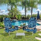 2-Pack 5-Position Outdoor Folding Backpack Beach Chairs With Side Table Set