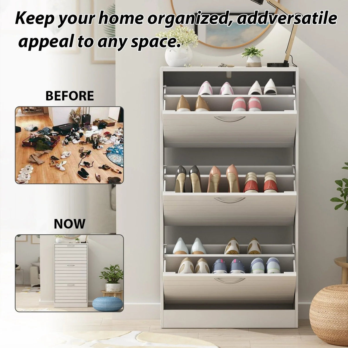 Modern Flip-Down Shoe Storage Cabinet