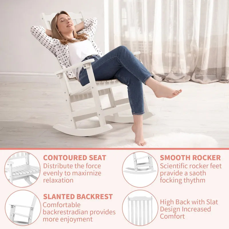 Vrakae Patio High-Back Rocking Chairs, 2-Piece, 21 x 34.6 x 46 Inches
