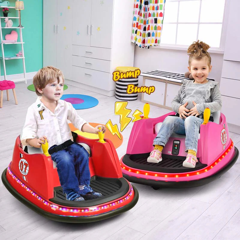 12V Toddler Battery Powered Bumper Car With Dual Joysticks And 360 Degree Spin