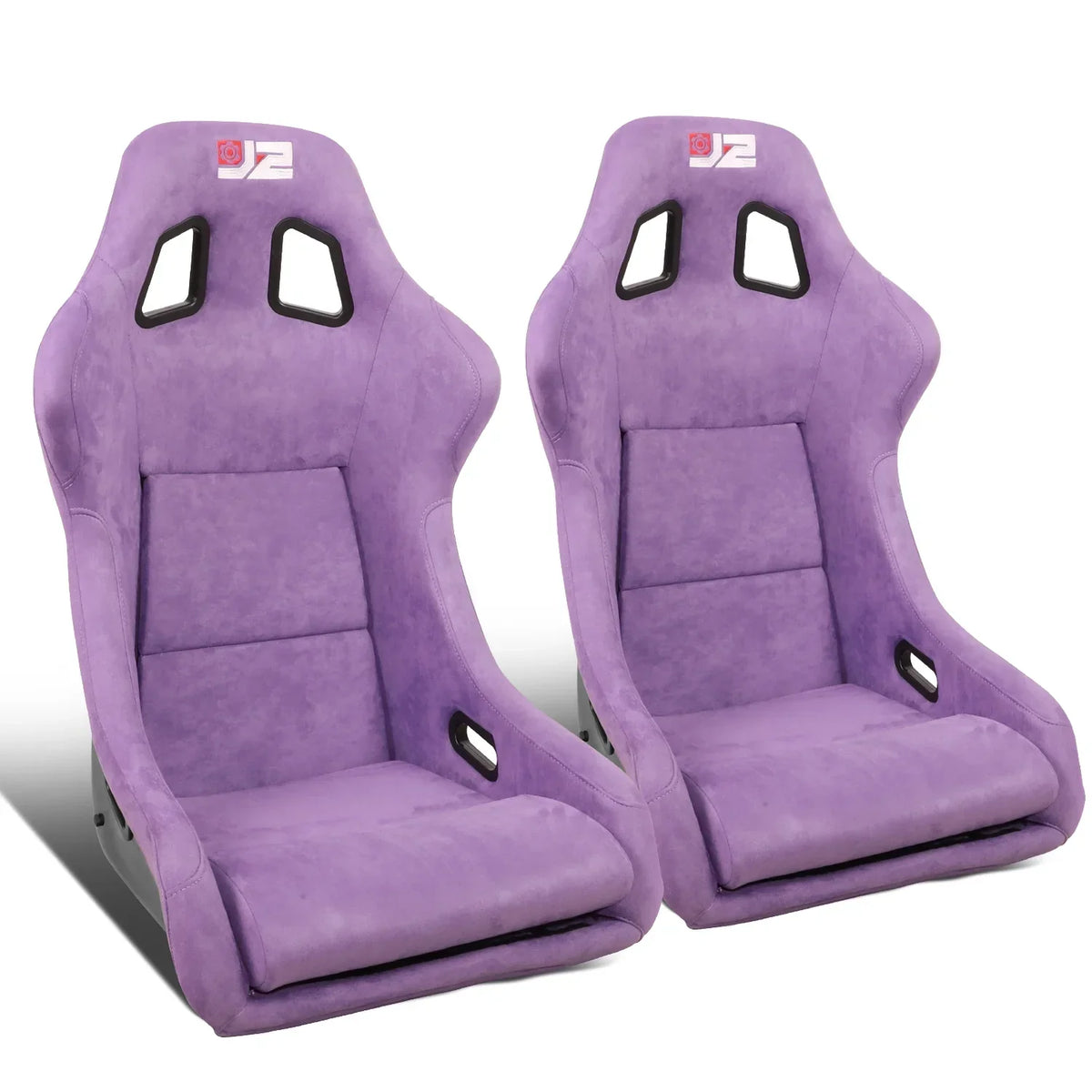 J2 Engineering Pair Universal Purple Fiberglass Fixed Position Bucket Racing Seats With Sliders, Large - J2-RS-004-PP