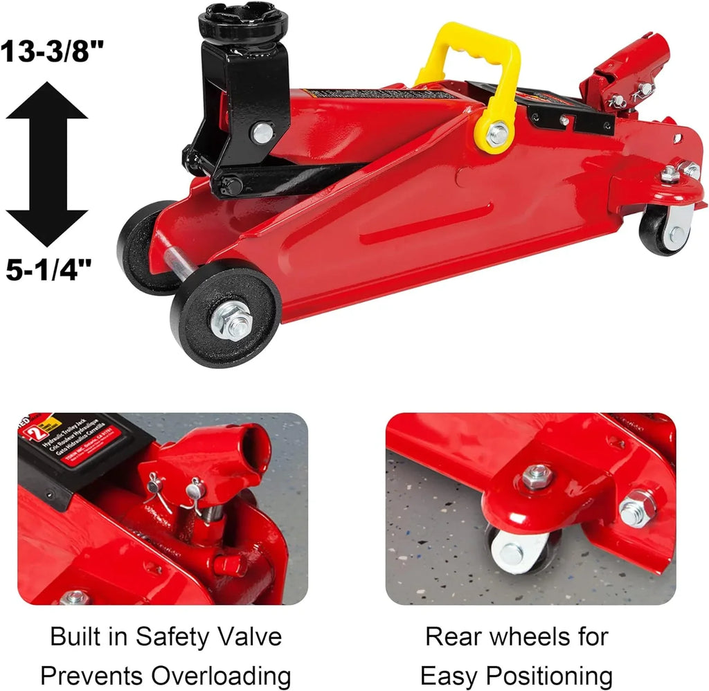 BIG RED 2 Ton Hydraulic Floor Jack Combo With 2 Jack Stands, Garage Creeper And Red Color - W8200