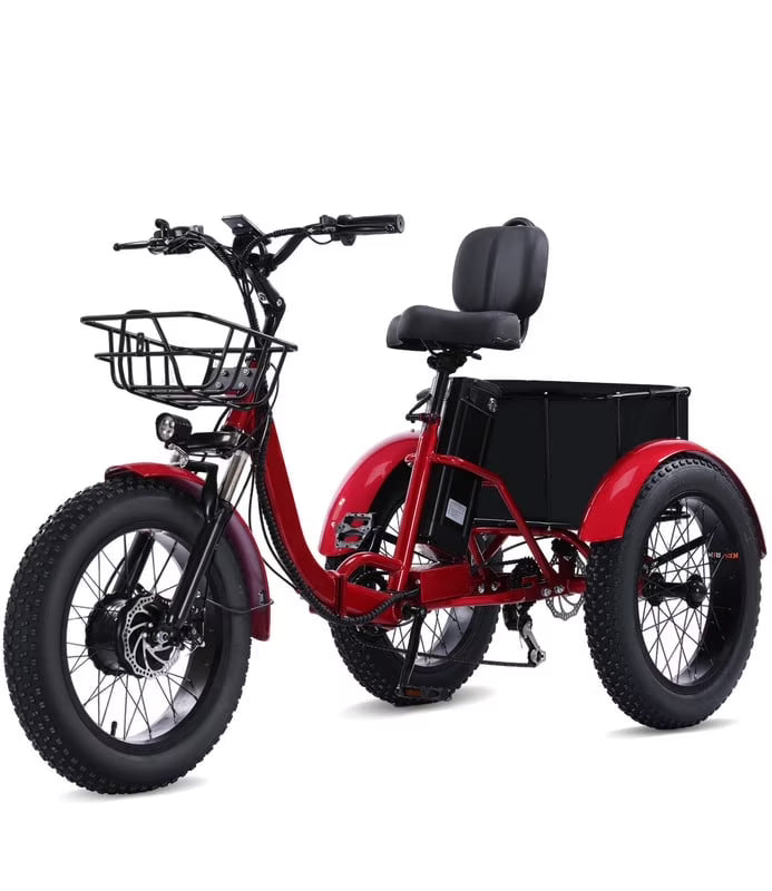 YEBEI Folding Electric Tricycle for Adults, 500W Motor, 48V15AH Lithium Battery, 20 x 4.0 in Fat Tires