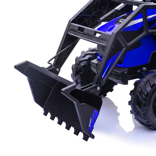 3-in-1 Ride-On Tractor 24V Electric Excavator & Bulldozer With Remote Control, LED, Music, USB/Bluetooth - Bright-Blue