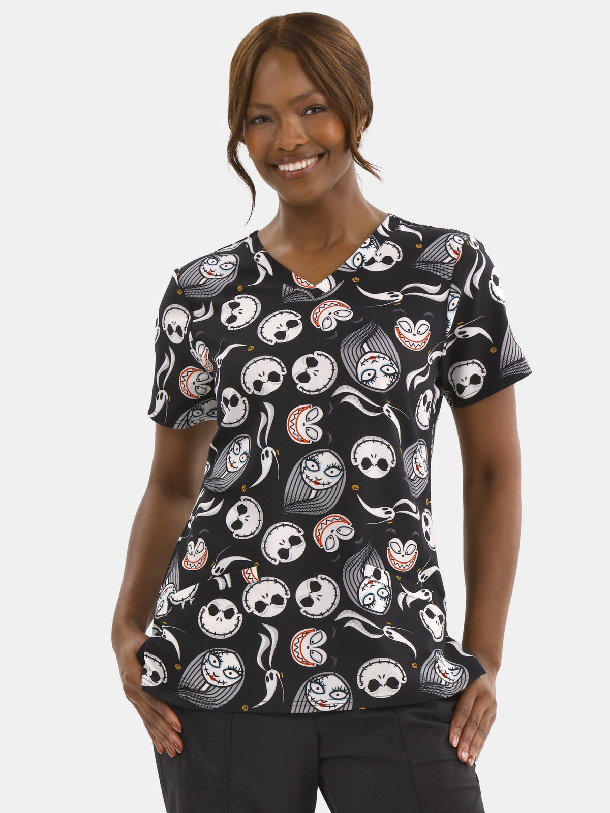 Care Bears Women's Halloween Scrub Top with Short Sleeves, Sizes S-XXXL