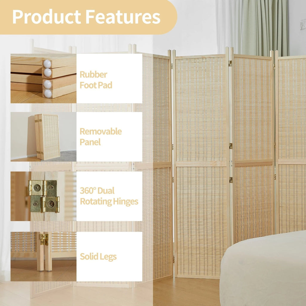 Bamboo 4-Panel Folding Room Divider, 6FT