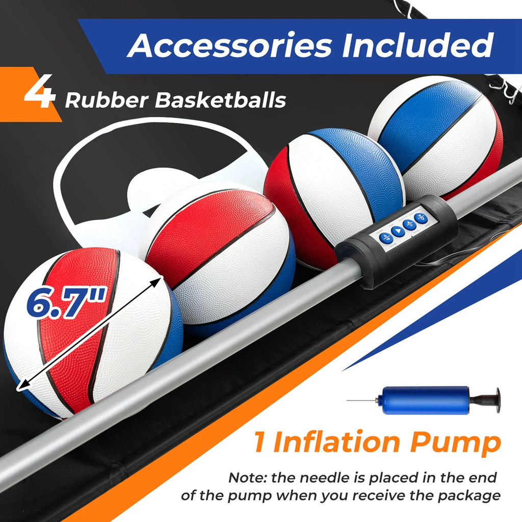 Costway Dual Shot Basketball Arcade Game, Blue, 8 Game Modes, 81in x 43in x 81in