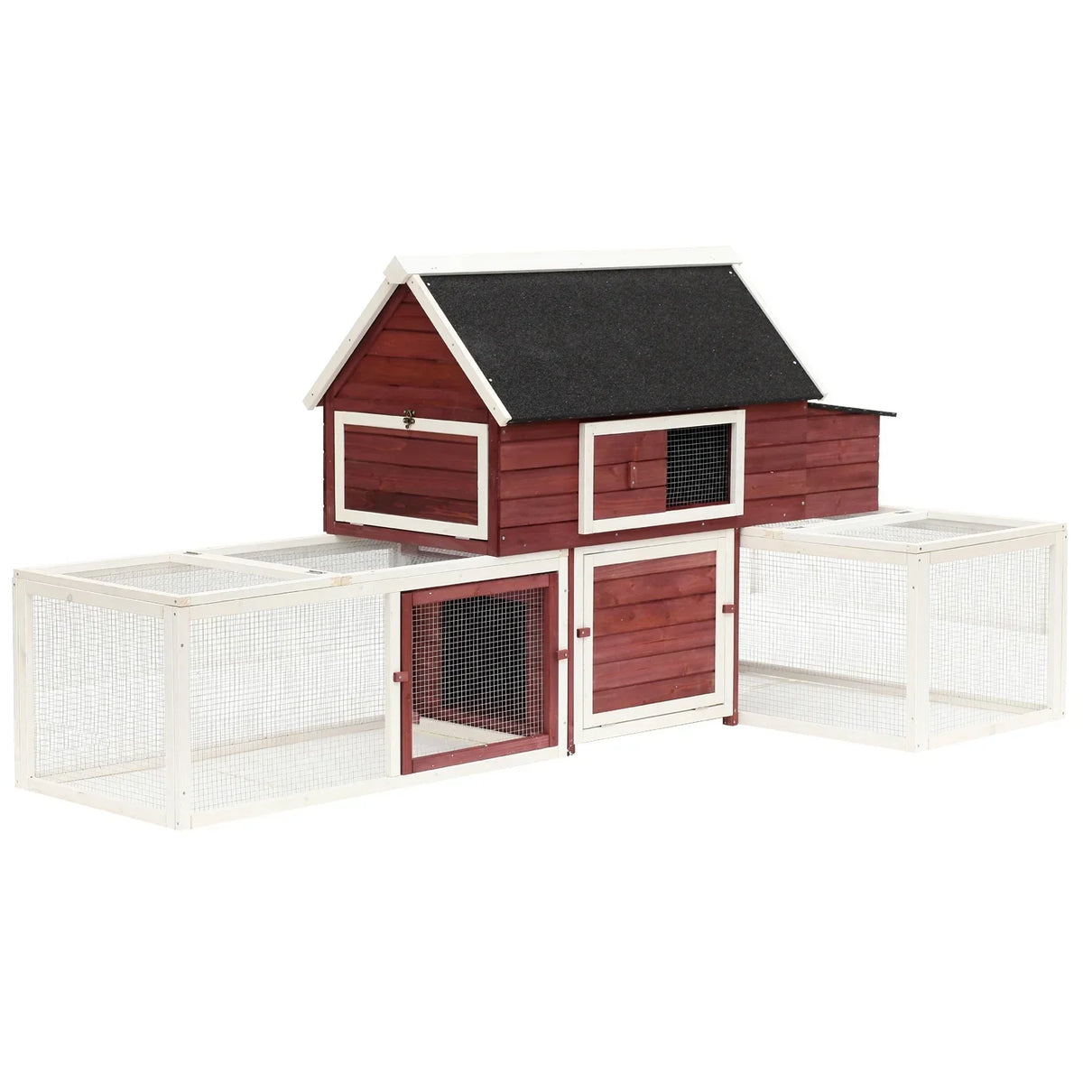 Pawhut Wooden Backyard Chicken Coop With Nesting Box And Run, 114in