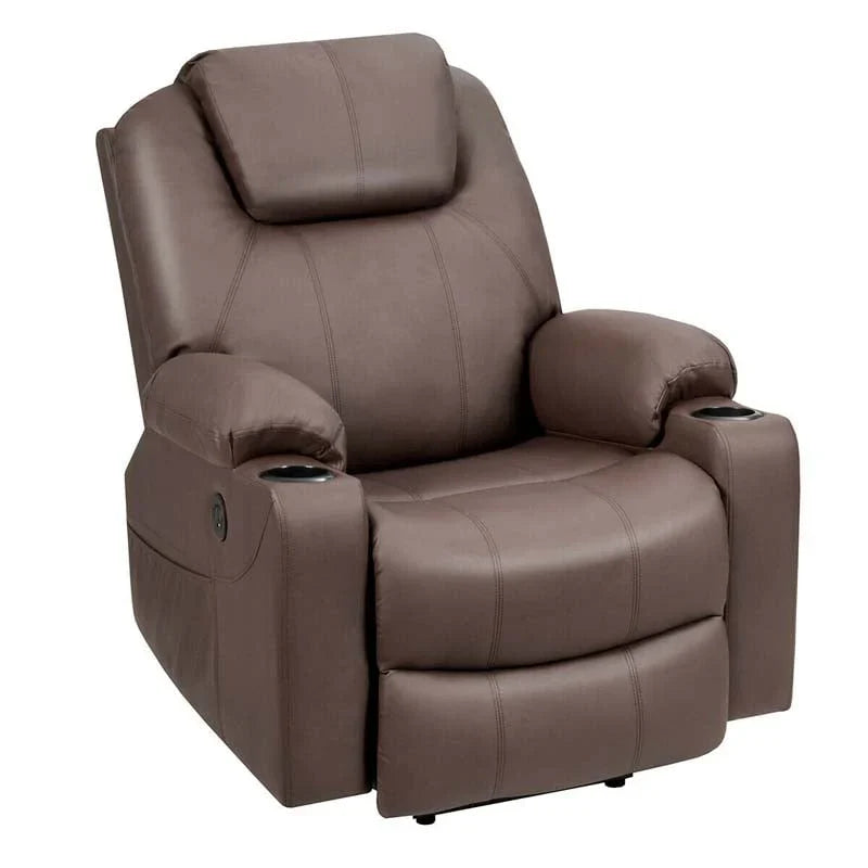 Electric Power Lift Recliner Chair With Leather Massage, Lumbar Heating, 8 Vibrating Nodes, Cup Holders And USB Port