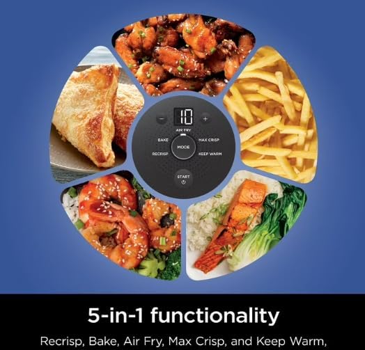 Ninja 5-In-1 Portable Glass Air Fryer With 4-Quart And 2 6-Cup Containers - Crispi