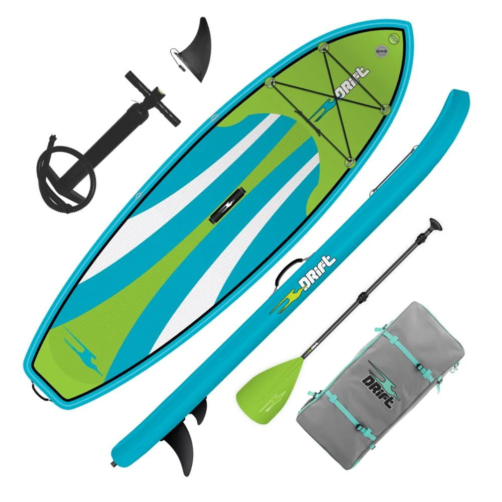 Drift Kids Inflatable Stand Up Paddle Board, 8'x33in, With Adjustable Aluminum Paddle And Backpack Travel Bag