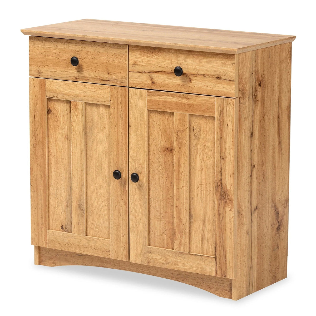 Baxton Studio 2-Door Buffet Kitchen Cabinet, Oak Brown Finished Wood - Lauren
