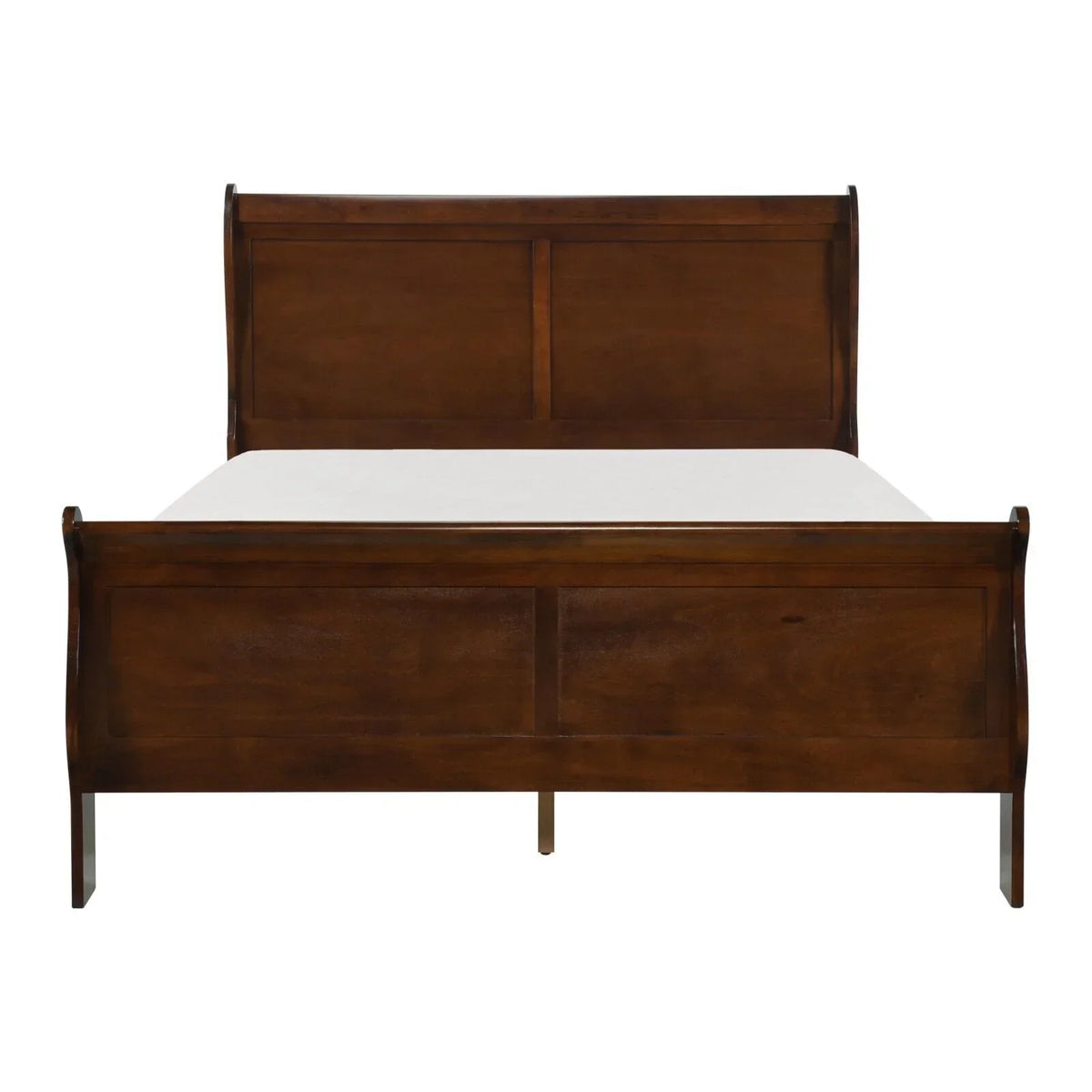 Louis Philippe Style Bedroom Set With Queen Size Bed And 2 Nightstands - Brown Cherry Finish
