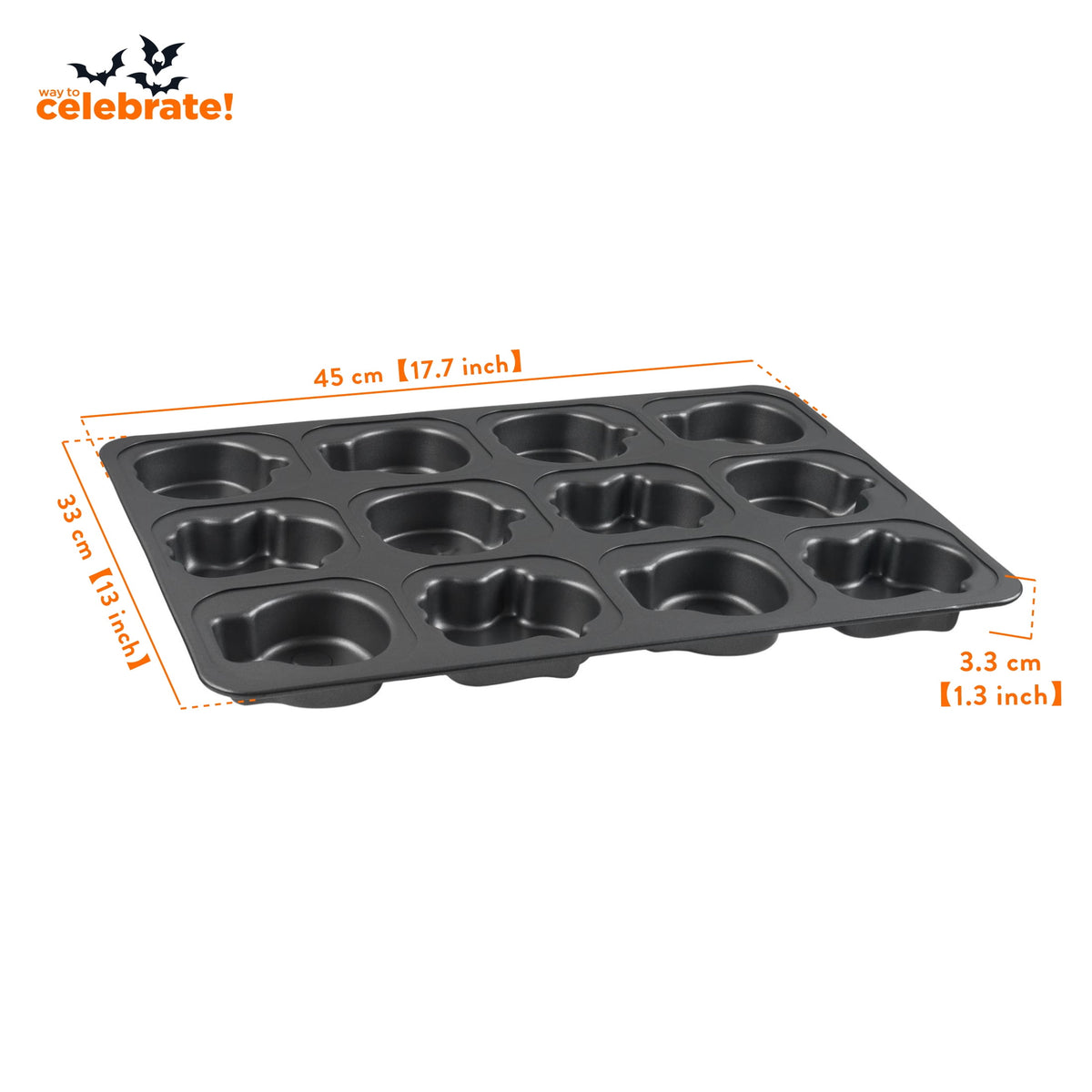 Way To Celebrate Halloween Cakelet Baking Mold 17" x 13" 12-Cavity