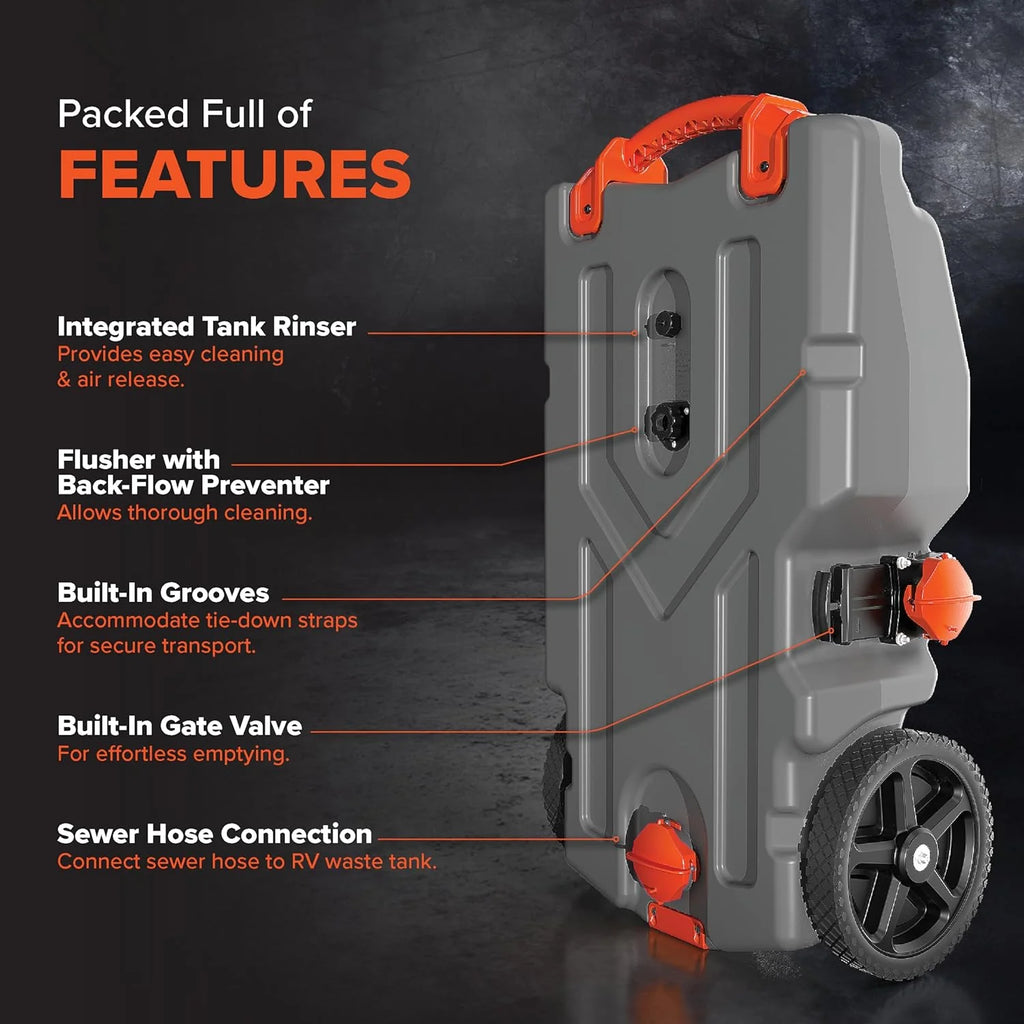 Camco Rhino 36-Gallon Portable RV Tote Tank With 2 Wheels - 39006