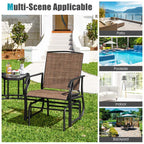 2-Person Double Swing Glider Chair With Glass Table, Steel And Fabric - 77in x 34in x 36in