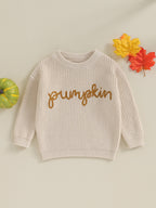Loicainy Toddler Baby Boy Girl Halloween Knit Sweater 3 6 9 12 18 24 Months 2T 3T Long Sleeve Crewneck Letter Embroidery Pullover Autumn Winter Knitwear