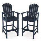 Outdoor HDPE Tall Adirondack Counter Height Bar Stool With Armrests And Footrest - 30Quot