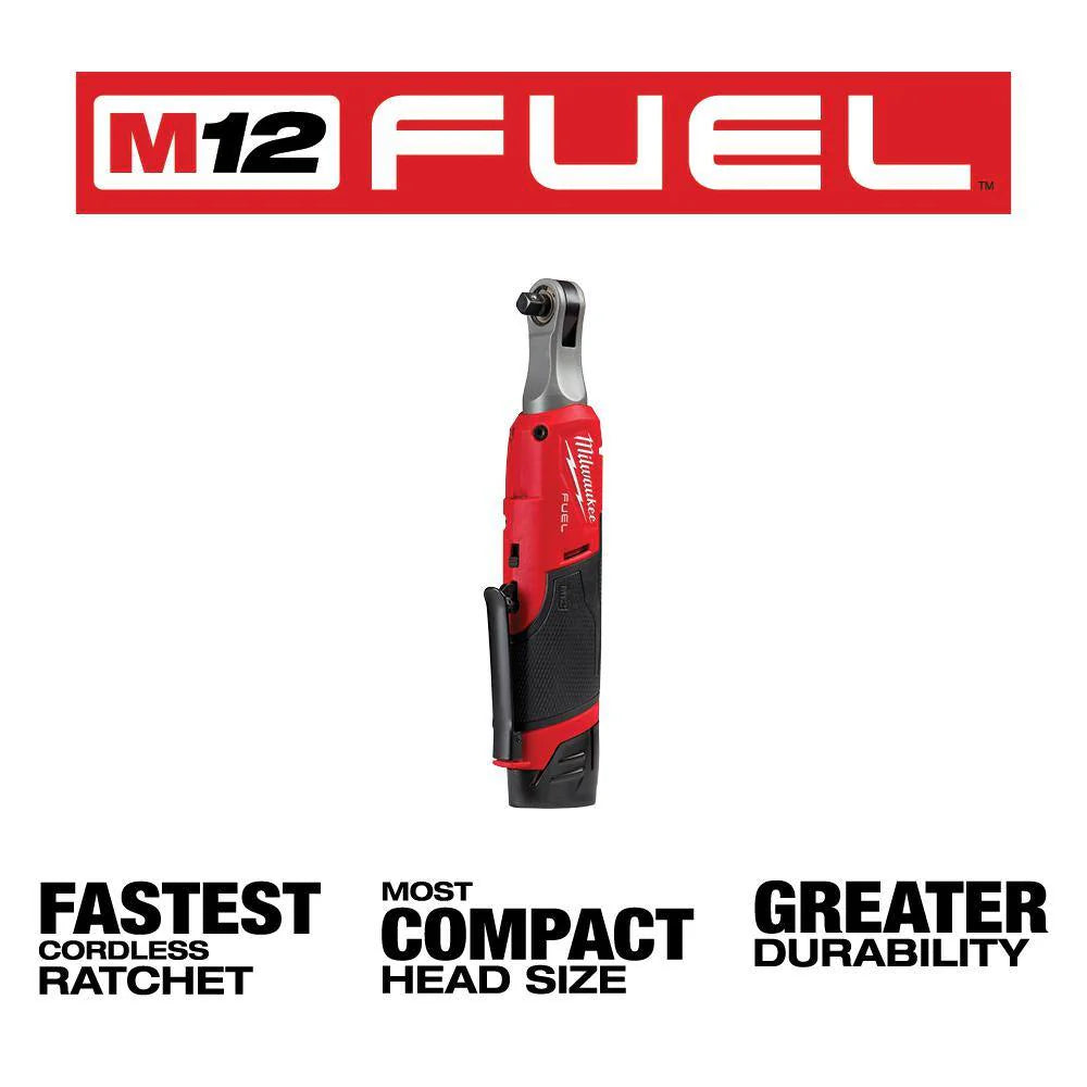 M12 FUEL 12V Lithium-Ion Brushless Cordless High Speed 3/8 in Ratchet Kit With 2 Batteries, Charger And Bag - 2567-22