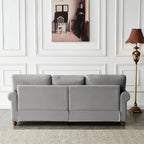 3 Seater Linen Fabric Tufted Accent Sofa, 82.6 in, Grey - Curved High Back