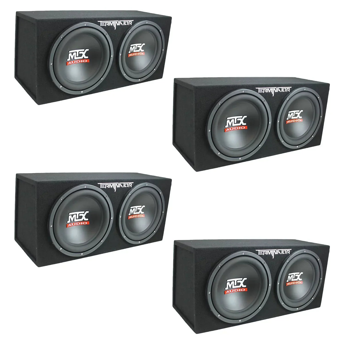 MTX Dual Loaded Subwoofer Enclosure, 12-Inch, 1200-Watt, 4 Pack - TNE212D