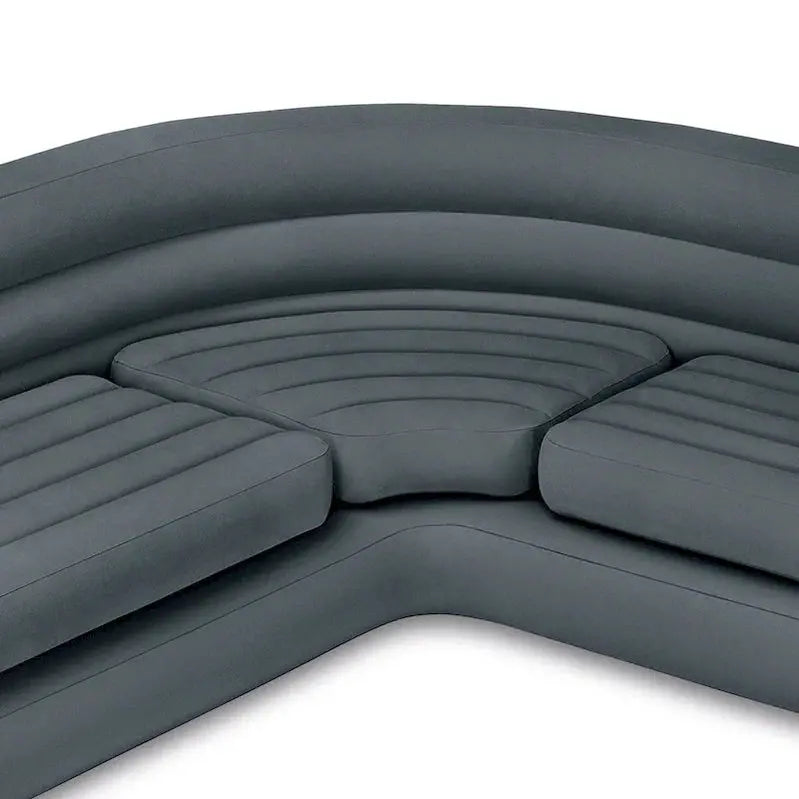 Intex Inflatable L-Shaped Corner Lounge Sofa, Gray, 2-Pack, 30 Inches - Built-In Cup Holders