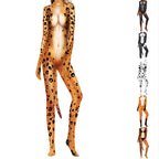 Krdevn Men 3D Animal Cosplay Bodysuit, Full‑Body Stretch Jumpsuit Costume with Tail for Halloween